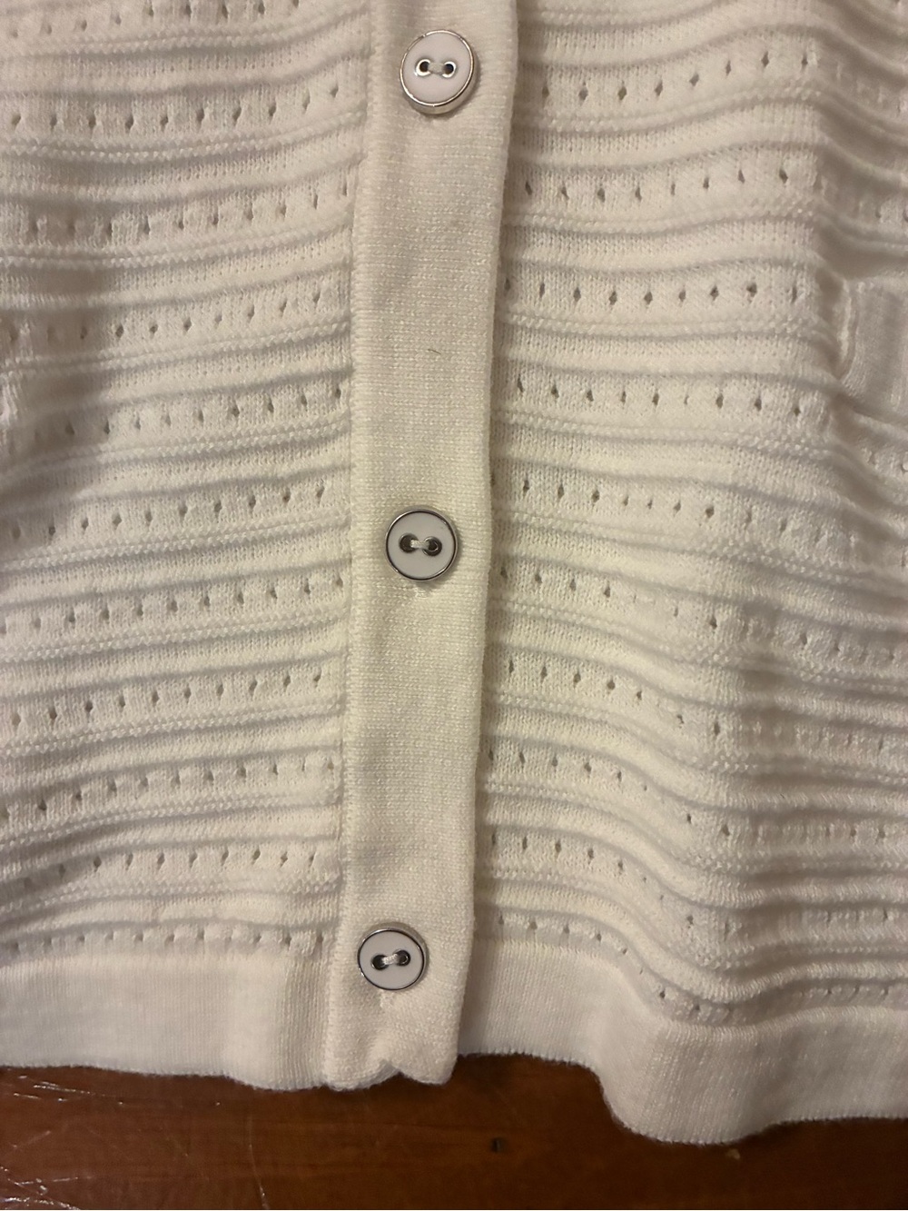 Northern Reflections White Eyelet Button-Front Cardigan - Picture 5 of 7